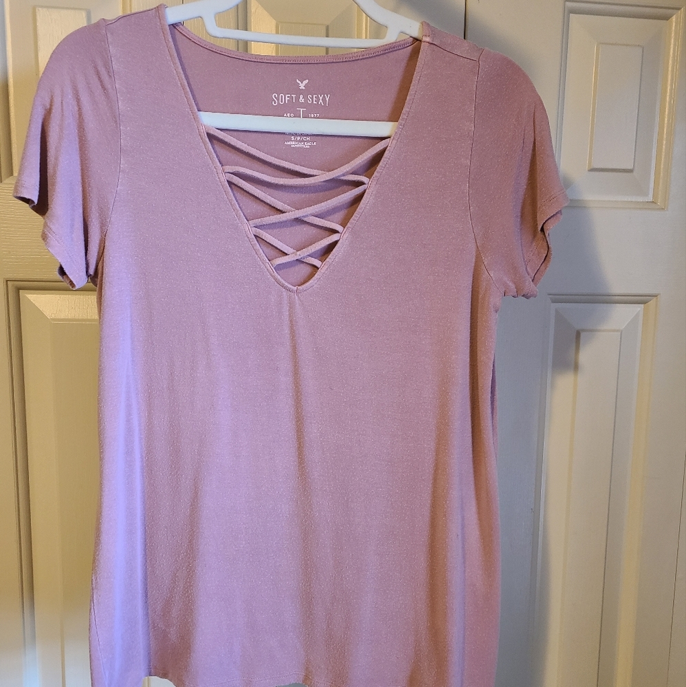 American Eagle Pink Shirt Small